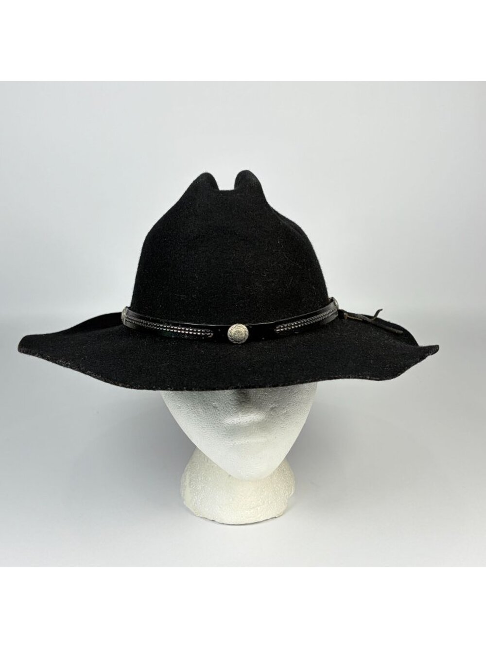 Vintage Eddy Bros Black Western Cowboy Hat 7 1/8 Wool w Leather Band Made USA